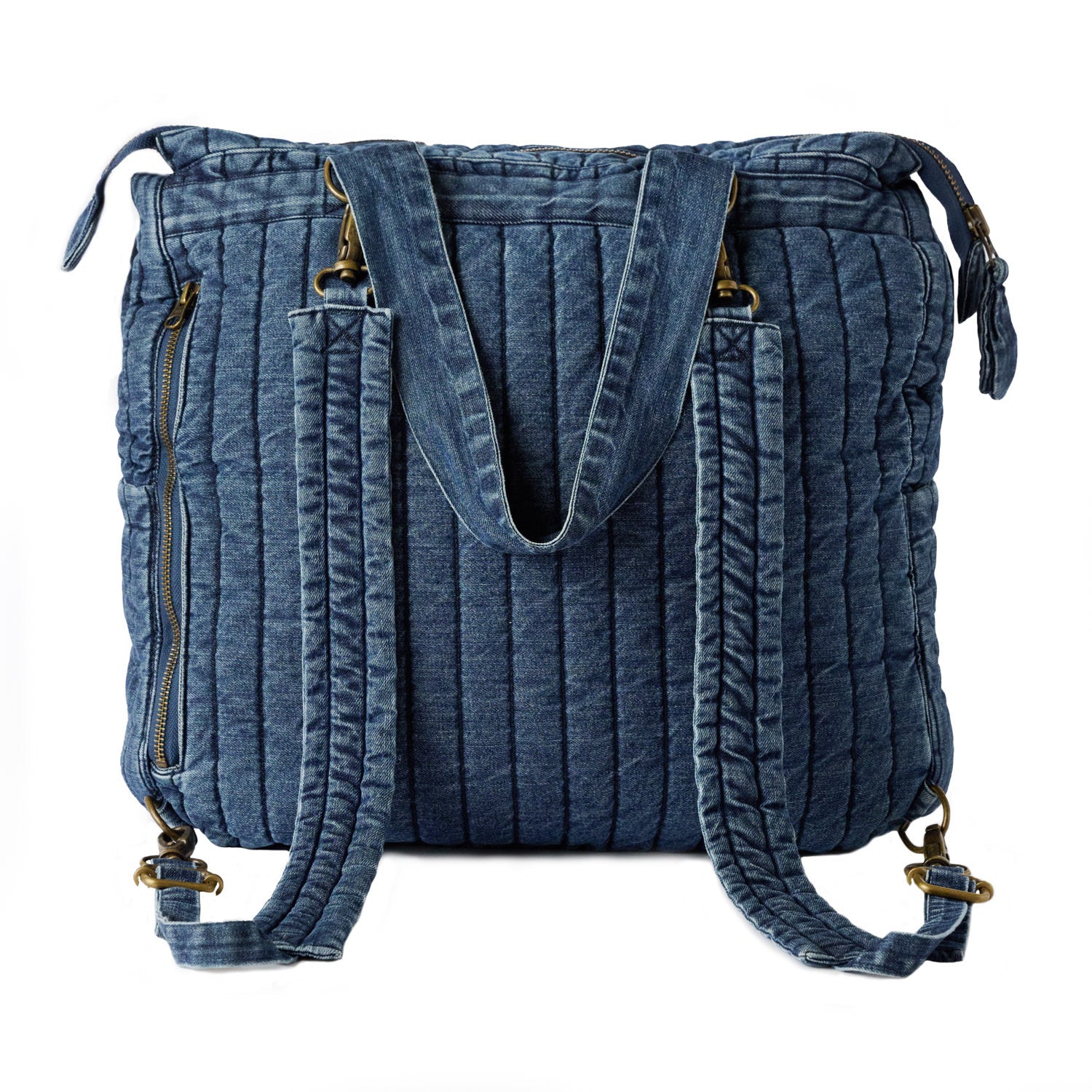 Pehr-Convertible Denim Diaper Bag-Vintage Wash-2