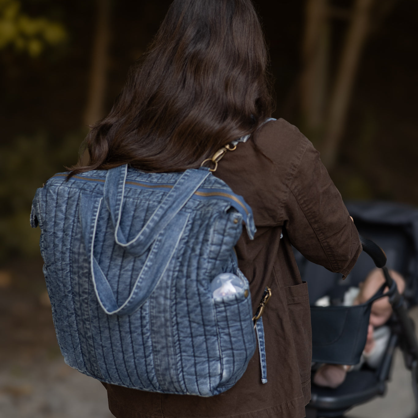 Pehr-Convertible Denim Diaper Bag-Vintage Wash-3