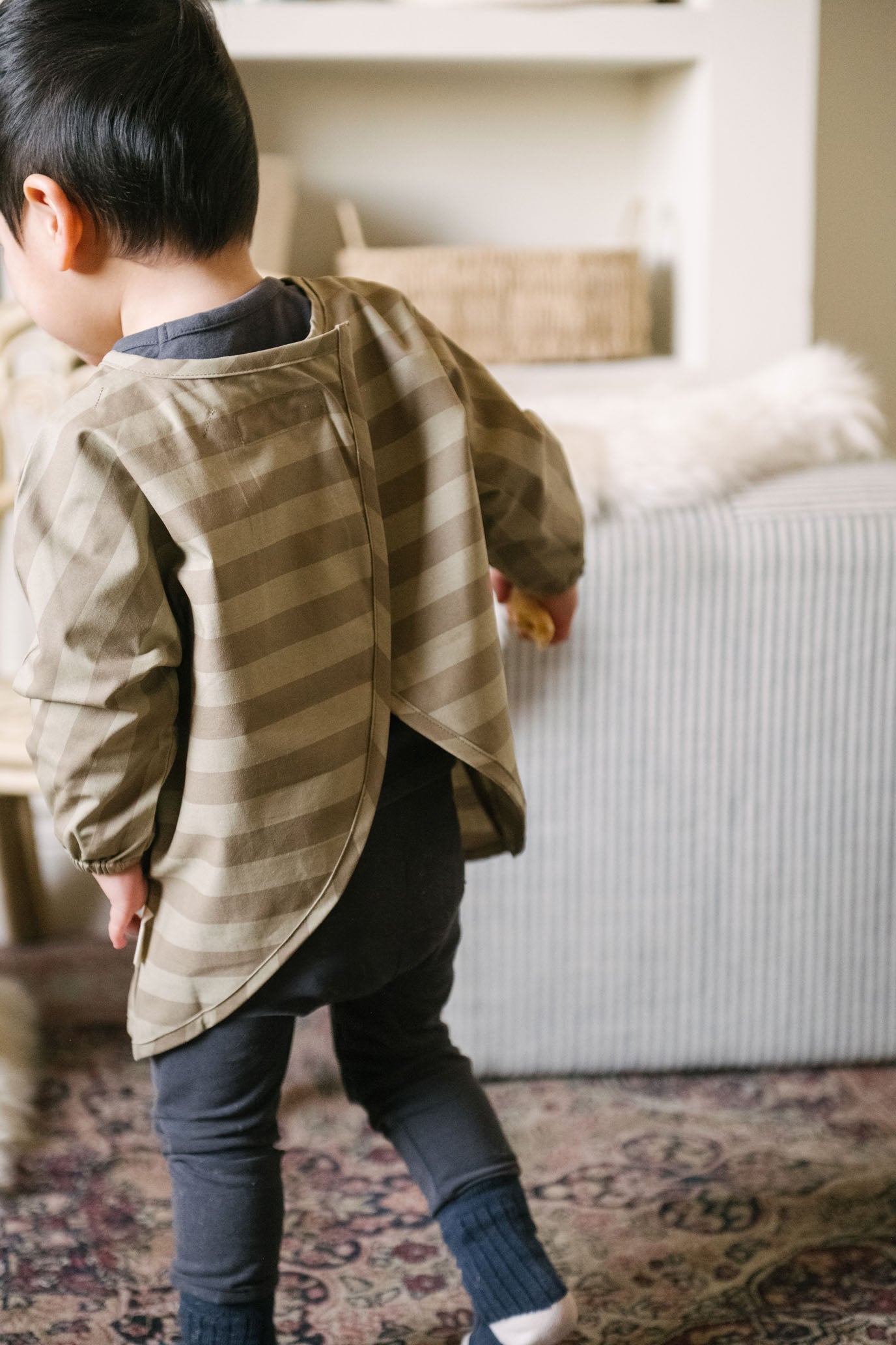 Water Repellent Baby Smock - Moss Stripe