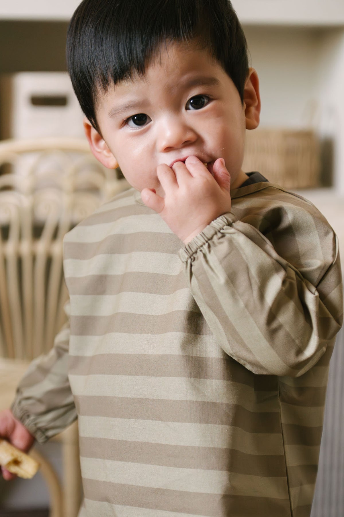 baby water repellent baby smock moss stripe