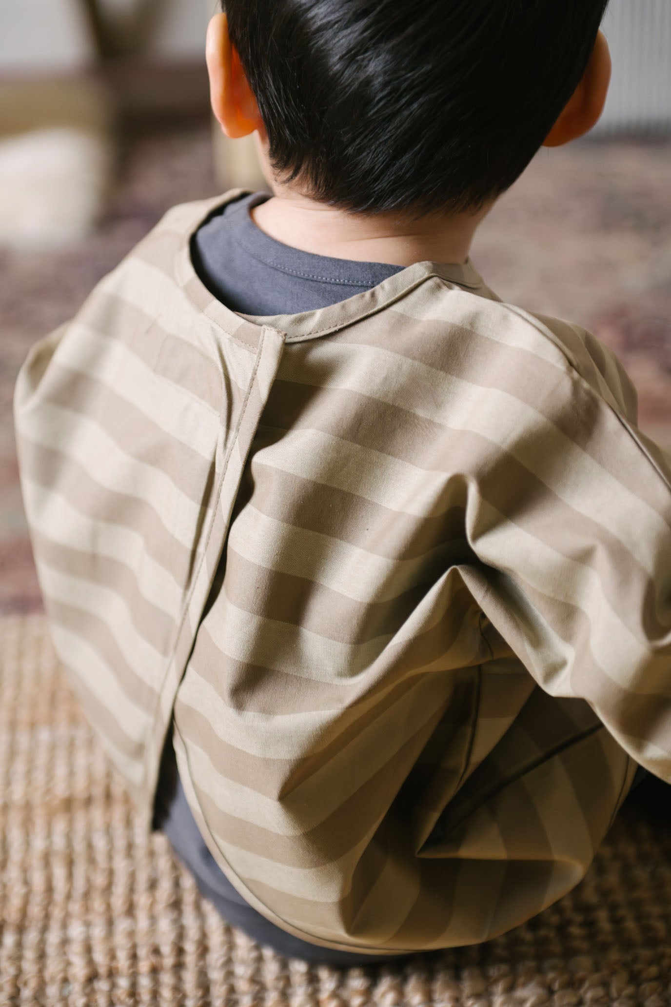 Water Repellent Baby Smock - Moss Stripe