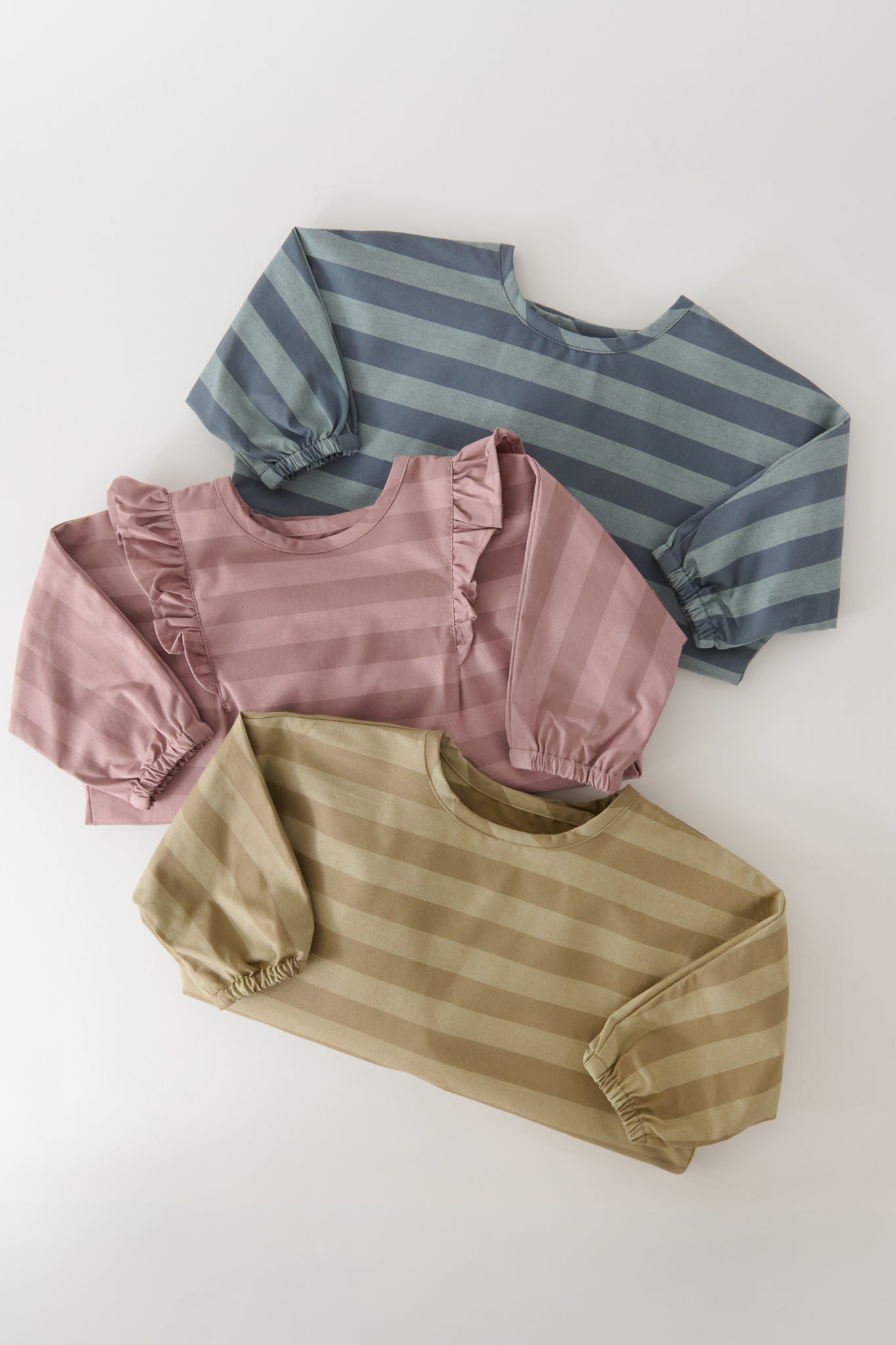 Water Repellent Baby Smock - Moss Stripe