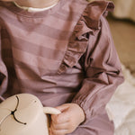 Water Repellent Ruffle Baby Smock - Thistle Stripe