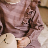 Water Repellent Ruffle Baby Smock - Thistle Stripe