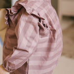 Water Repellent Ruffle Baby Smock - Thistle Stripe