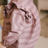 Water Repellent Ruffle Baby Smock - Thistle Stripe