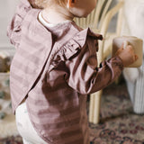 Water Repellent Ruffle Baby Smock - Thistle Stripe