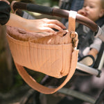 Twill Stroller Organizer Caddy- Peony- On Stroller