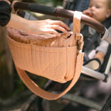 Twill Stroller Organizer Caddy- Peony- On Stroller