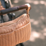 Twill Stroller Organizer Caddy- Peony- On Stroller- Up Close