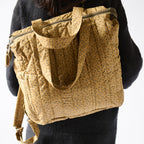 Convertible Diaper Bag- Spotted- On Model as Backpack