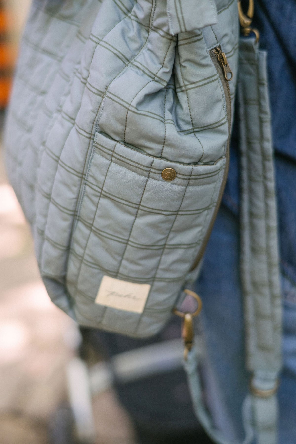 Printed Convertible Diaper Bag - Windowpane- Up Close