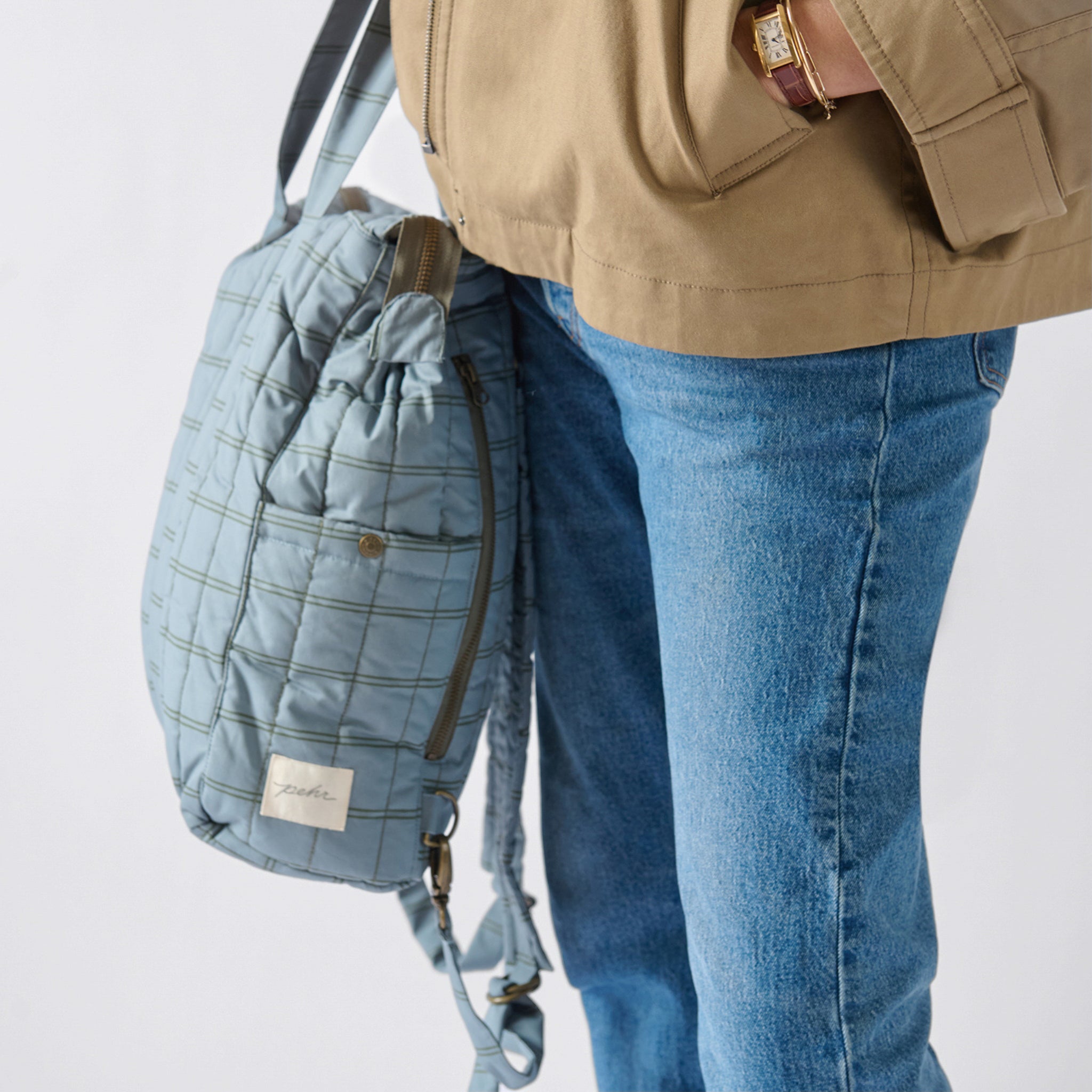 Windowpane- Convertible Diaper Bag- Model Shot