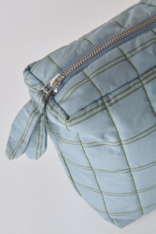 On The Go Pouch - Windowpane- Up Close Zipper- Blue