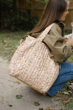 Printed Convertible Diaper Bag - Wildflower- On Models Shoulder