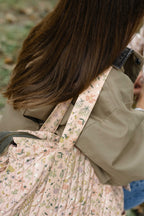 Printed Convertible Diaper Bag - Wildflower- Up Close on Models Shoulder- Floral Print