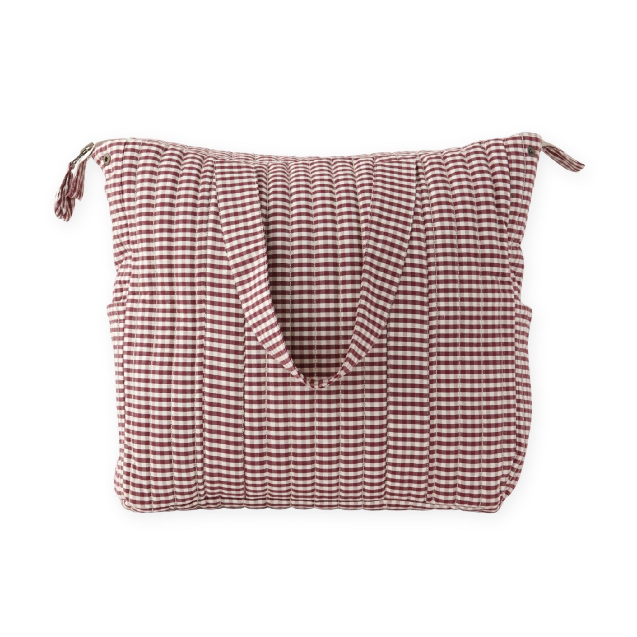 Gingham Convertible Diaper Bag - Mulberry- Front- Hero