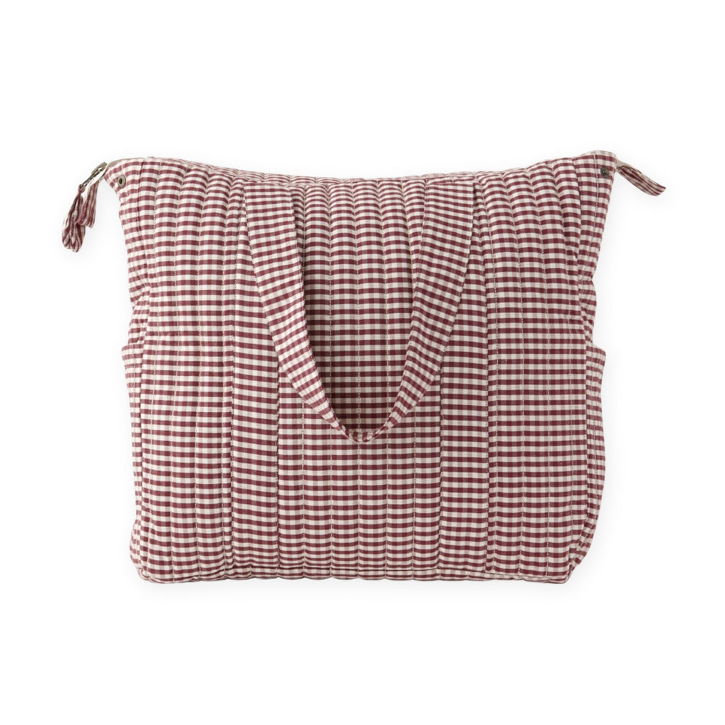 Gingham Convertible Diaper Bag - Mulberry- Front- Hero