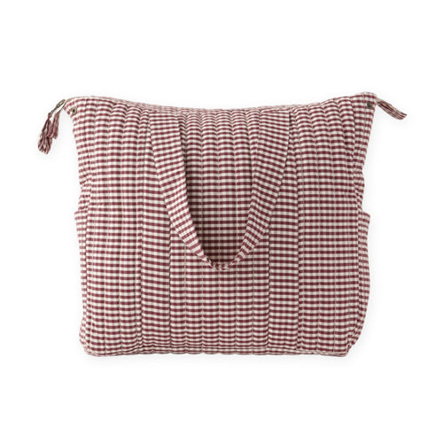 Gingham Convertible Diaper Bag - Mulberry- Front- Hero