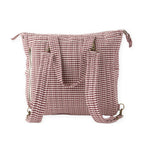 Gingham Convertible Diaper Bag - Mulberry- Back Pack Straps- Hero Back