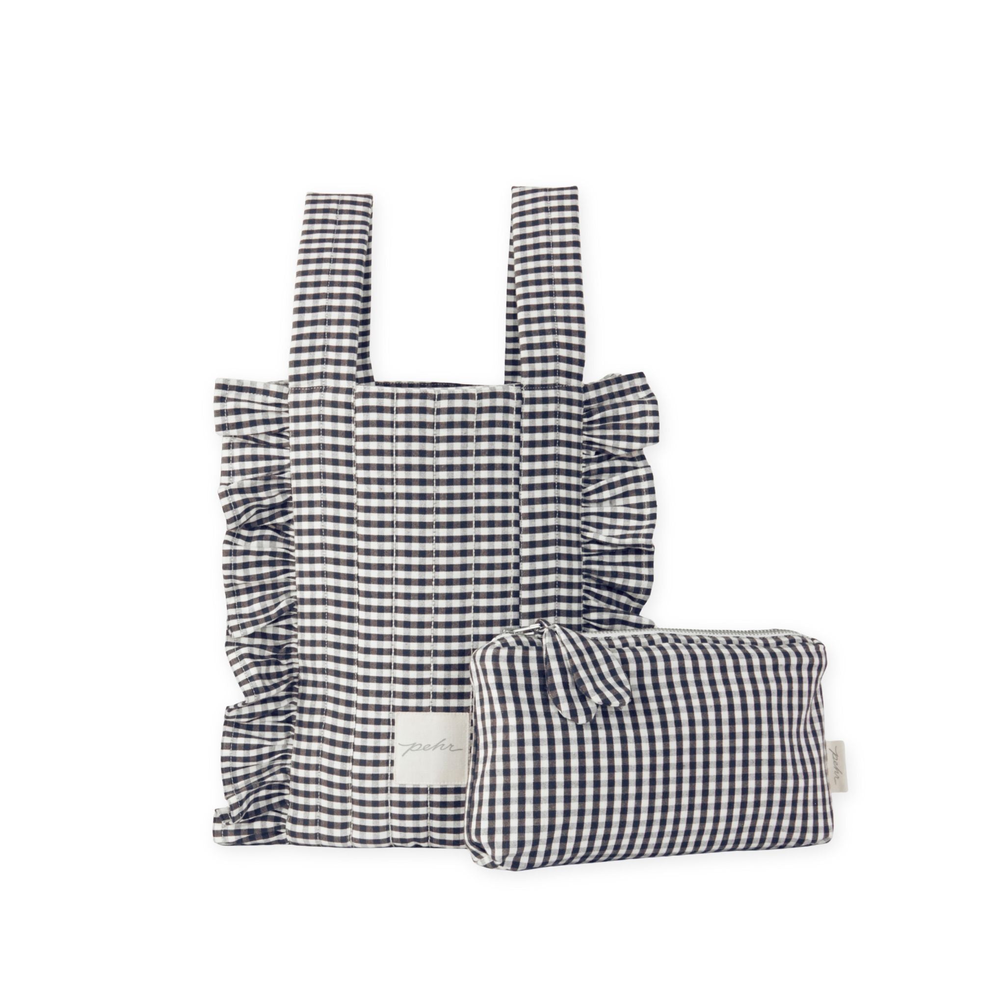 Pehr-Bucket Stroller Organizer Set-Gingham Indigo-1