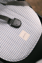 Reversible Stroller Insert - Gingham Harbor/Sherpa- Up Close- Pehr Logo