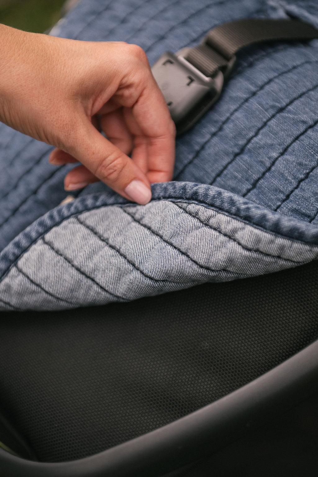 Reversible Denim Stroller Insert - Vintage Wash- Reversible- In Stroller