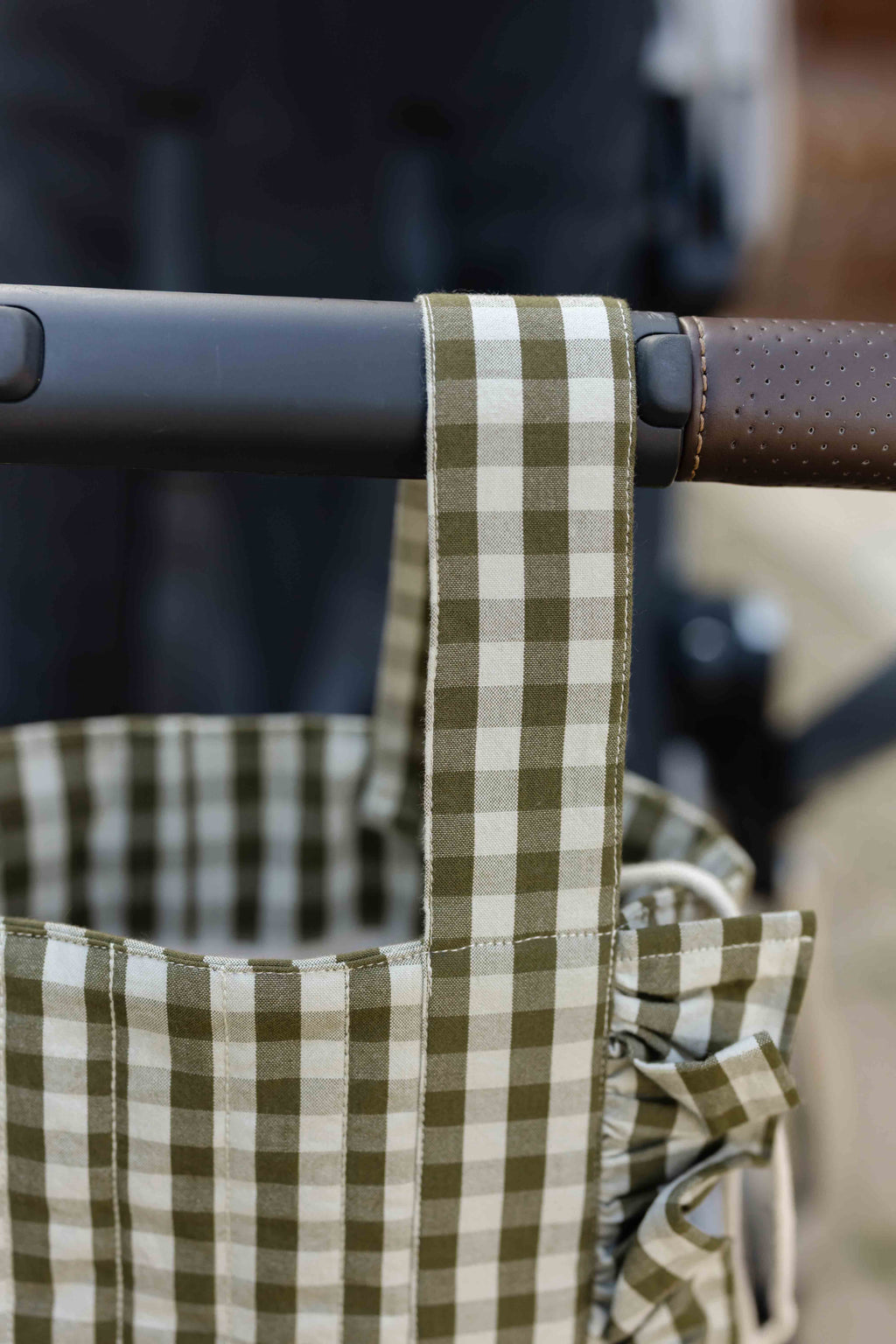 Stroller Bag - Sage/Pine- Up Close- Gingham Print- Greens