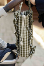 Stroller Bag - Sage/Pine- Side- Gingham- Greens