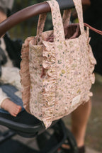 Stroller Bag- Wildfllower- Side- Hanging By Handles On Stroller With Baby