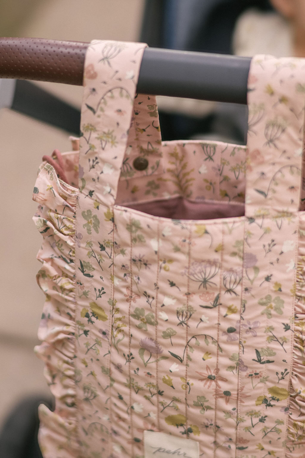 Stroller Bag- Wildfllower- Up Close- Hanging By Handles On Stroller