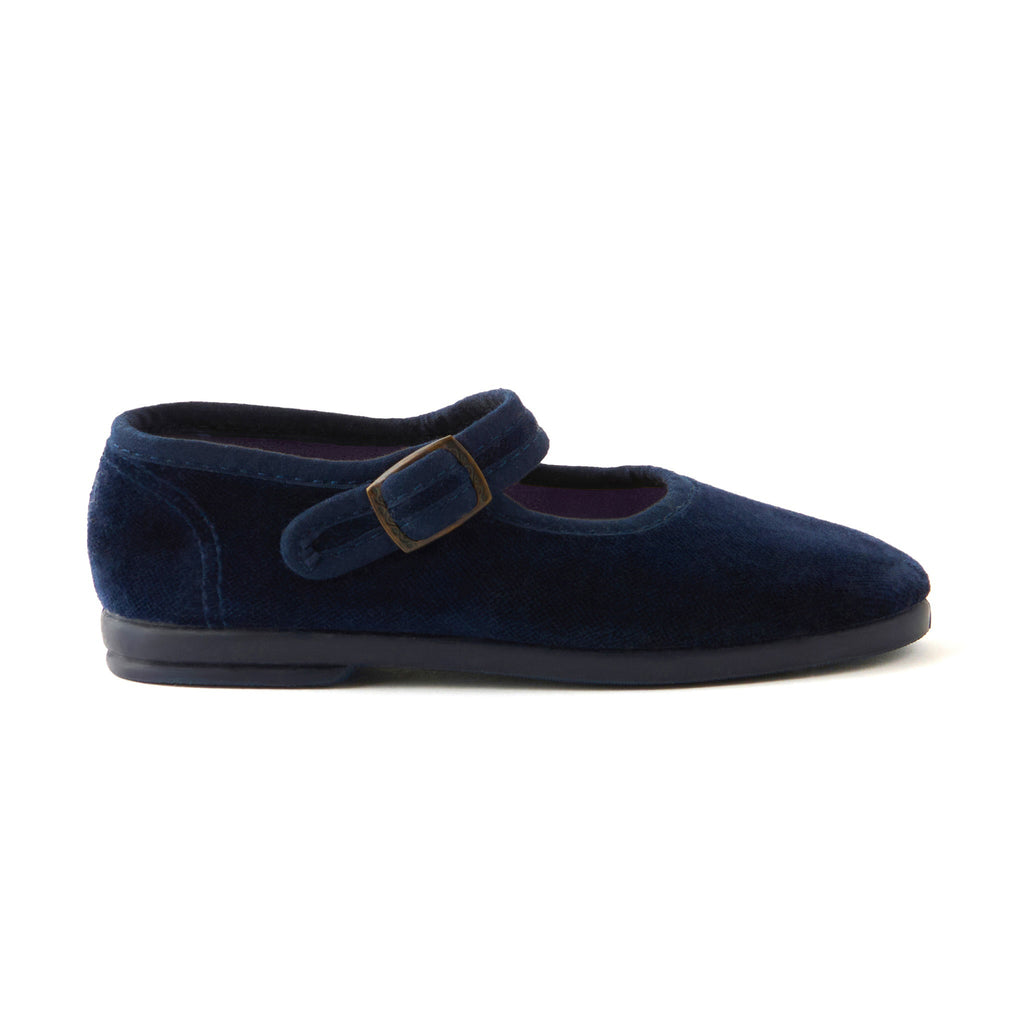 Velvet Flats - Sapphire- Front With Buckle