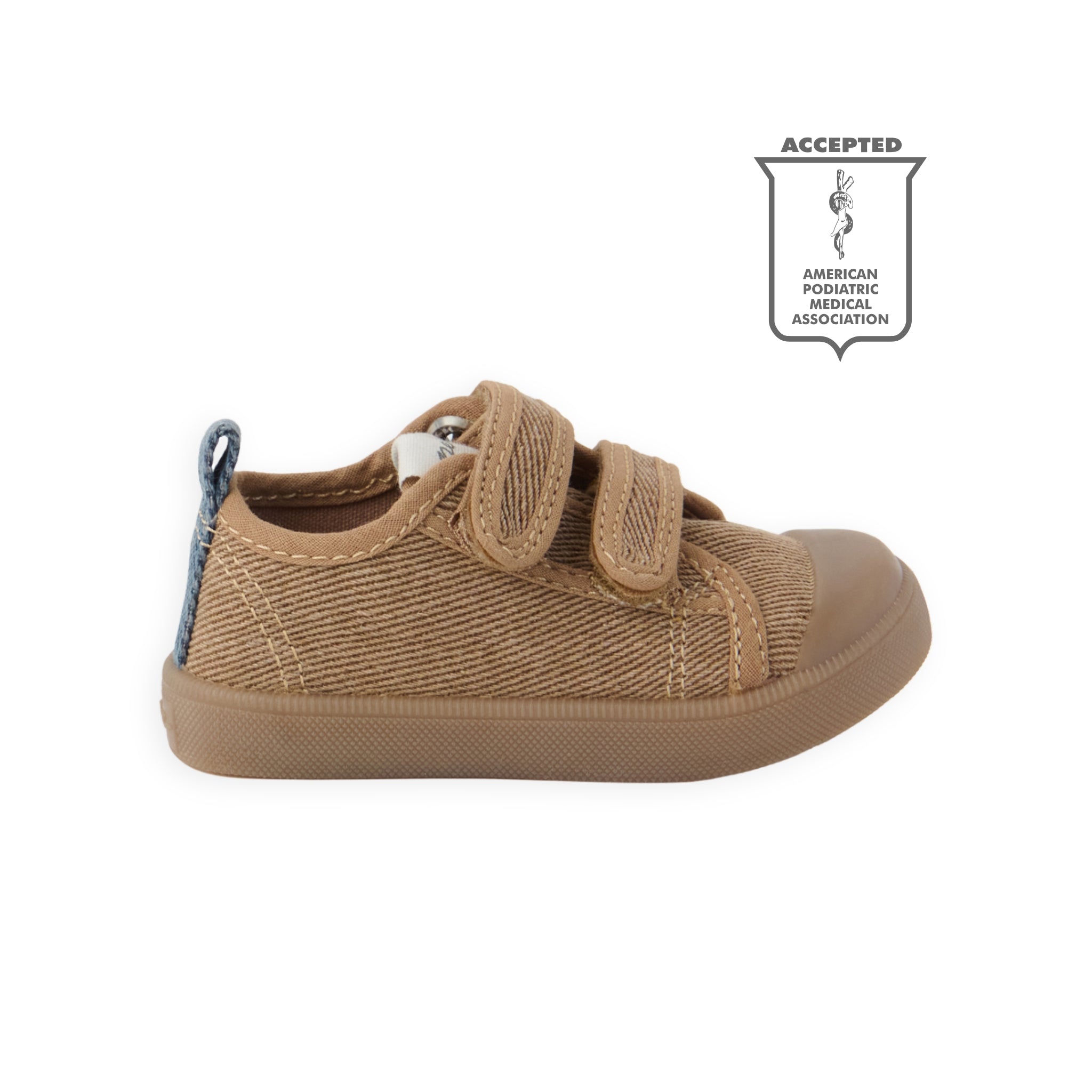 Toddler Twill Recess Sneakers - Chestnut - Side View