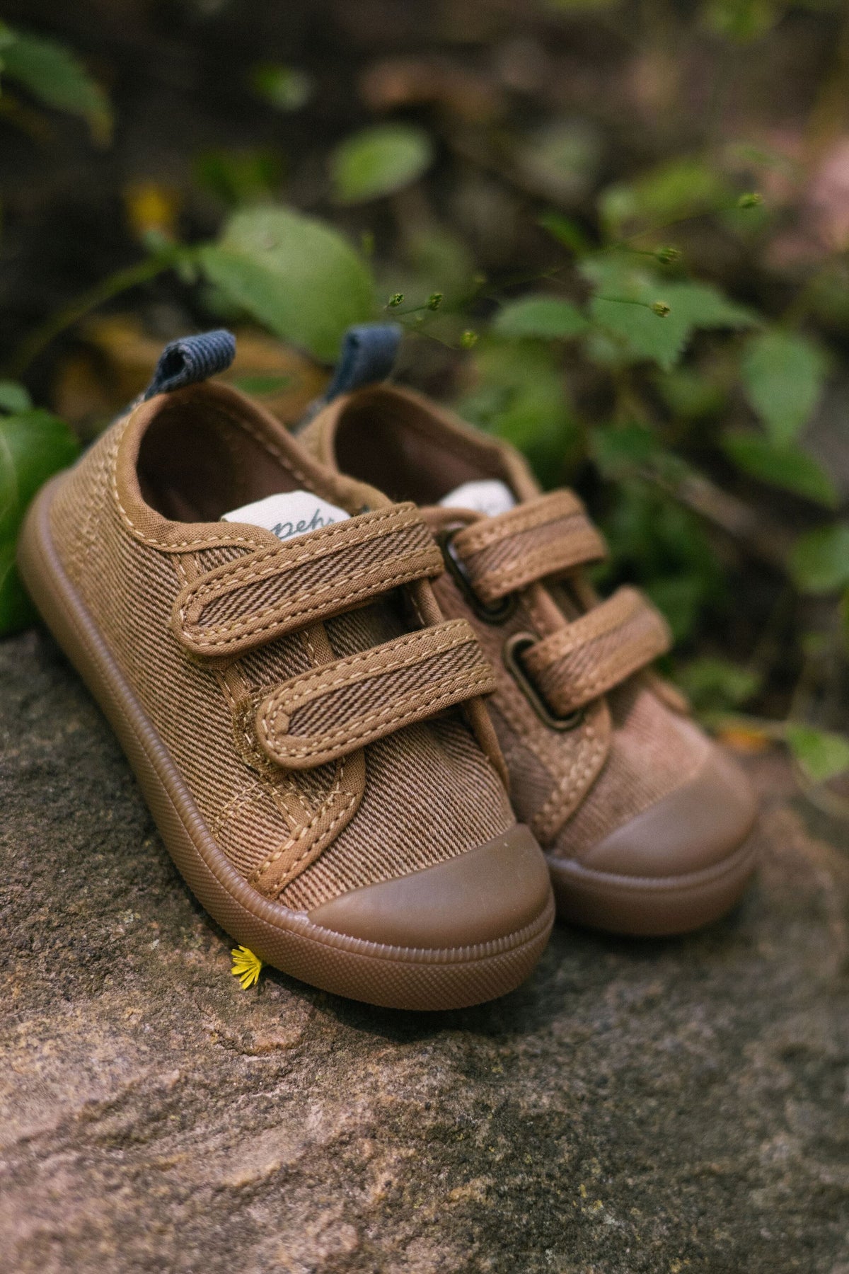 Toddler Twill Recess Sneakers - Chestnut - Stylized Lifestyle Shot