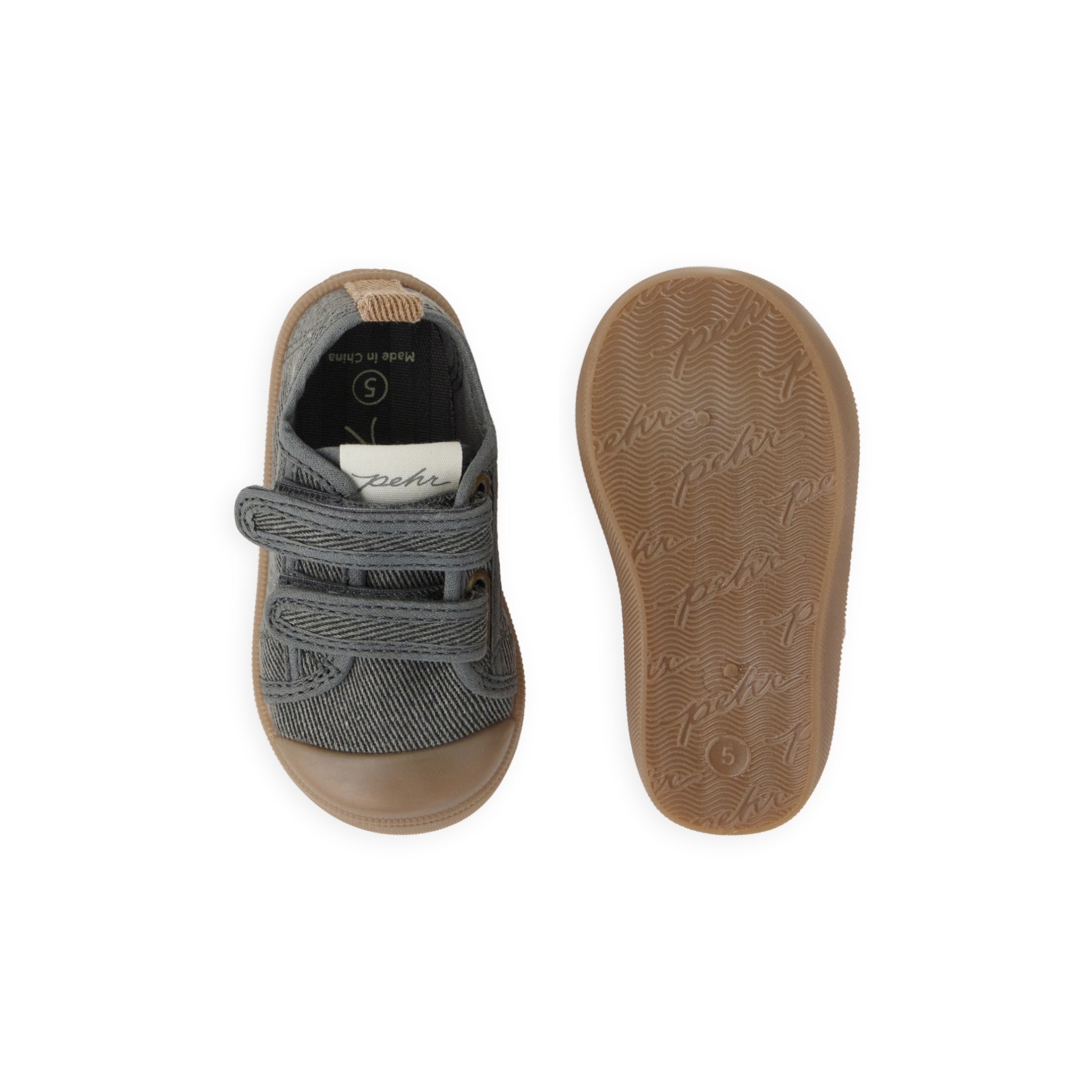 Twill Recess Sneakers- Charcoal- Top and Bottom View