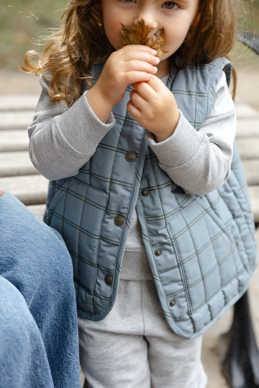 French Terry Matching Toddler Set - Heather Grey- Up Close With Vest