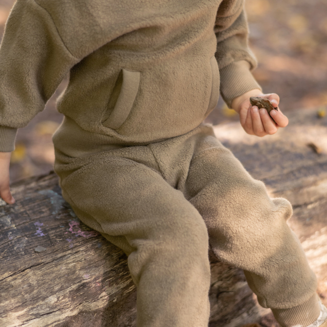 kids teddy fleece set moss