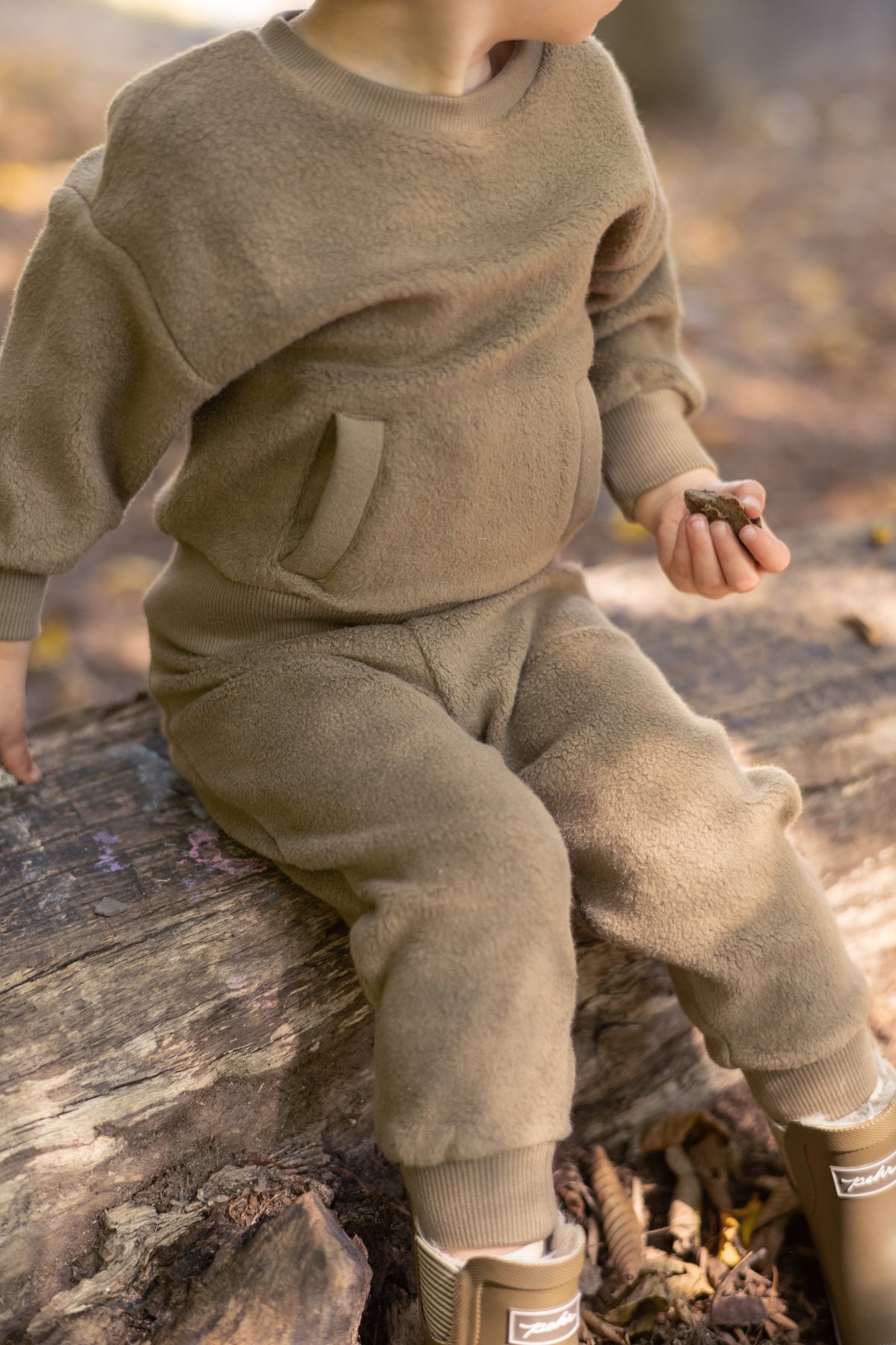 kids teddy fleece set moss