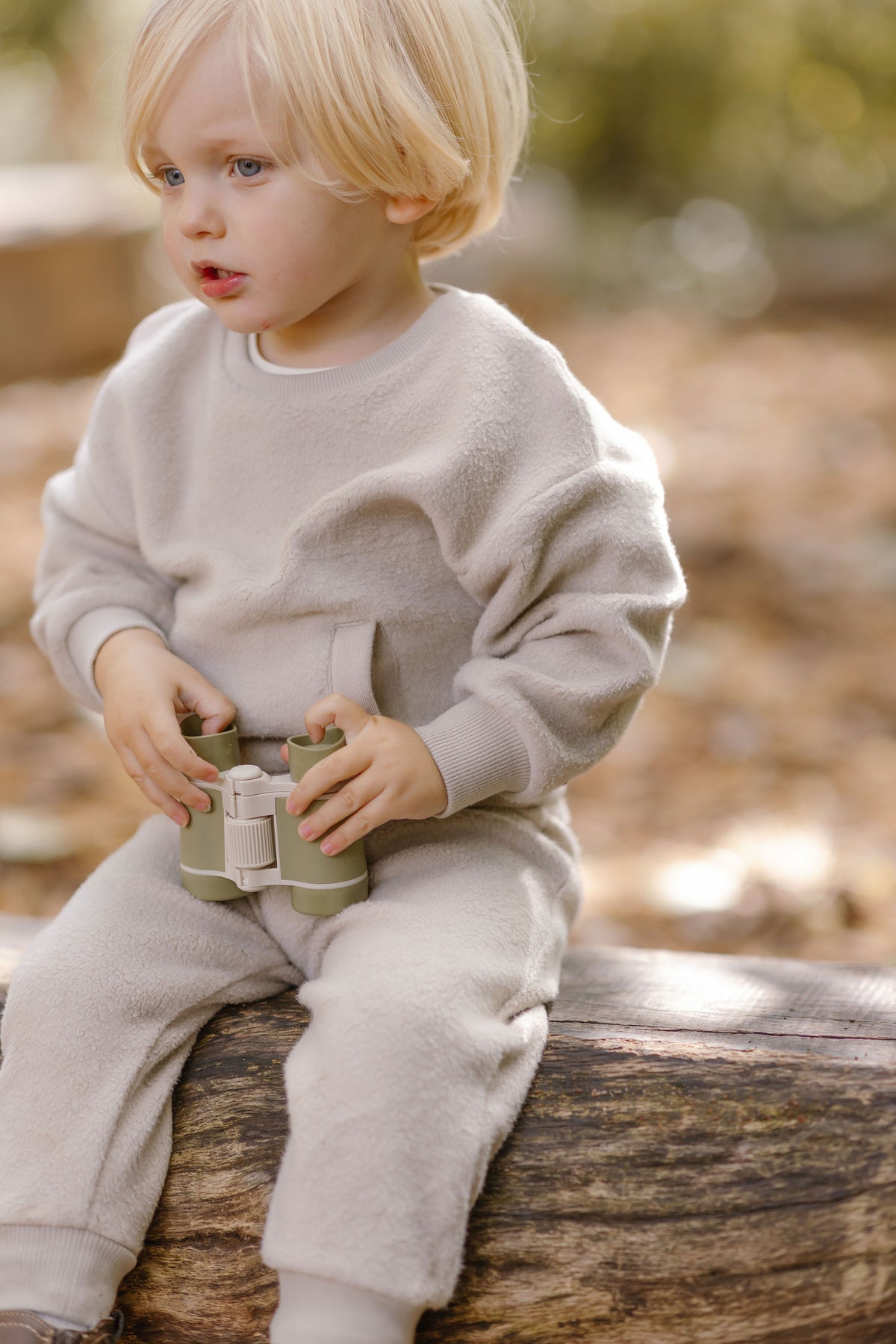 kids teddy fleece set stone