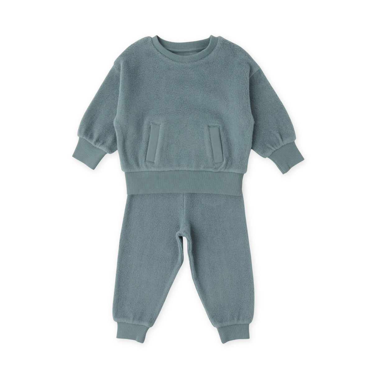 Teddy Fleece Set - Slate Blue- Front- Matching Set