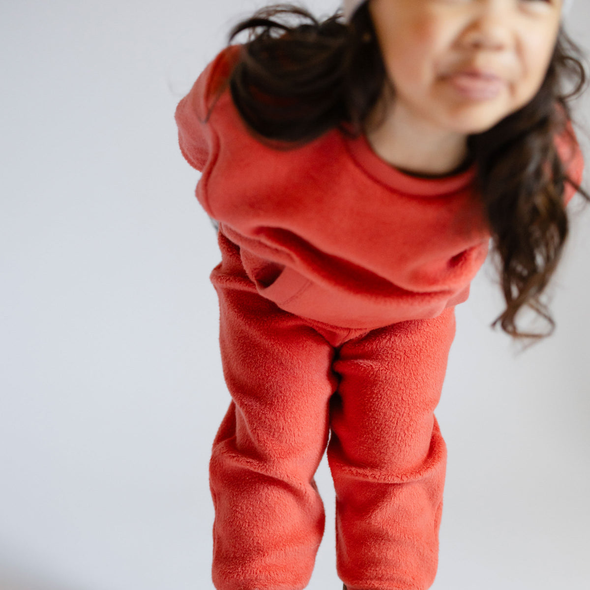 Teddy Fleece Set - Apple- On Toddler