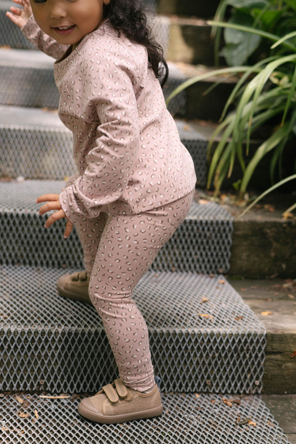 Essentials Toddler Girl Set - Spotted Pink- Side- Up Close
