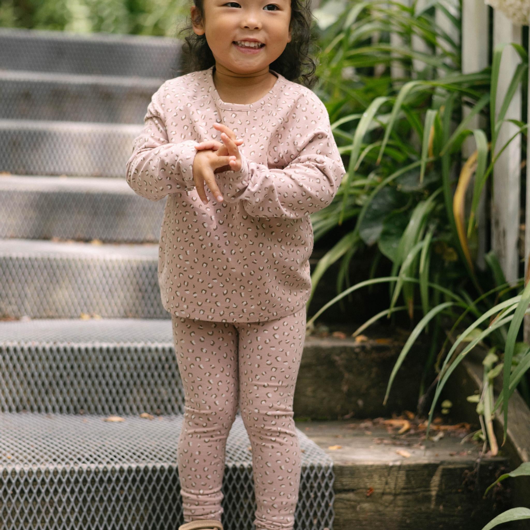Essentials Toddler Girl Set - Spotted Pink- On Model