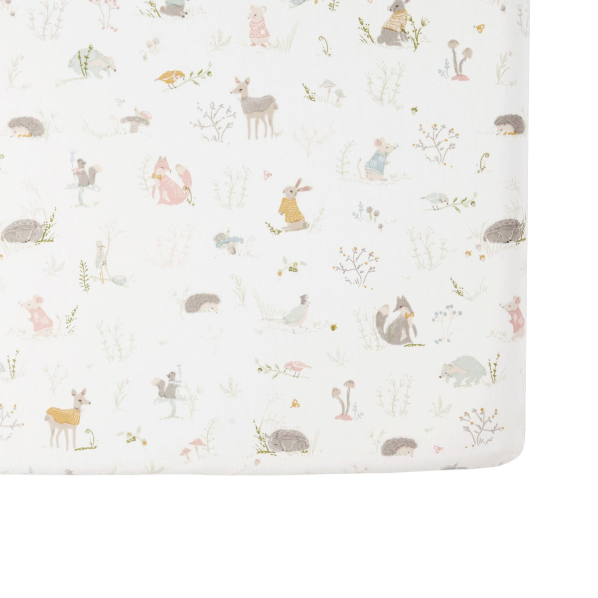 crib sheet forest fable in multi pattern