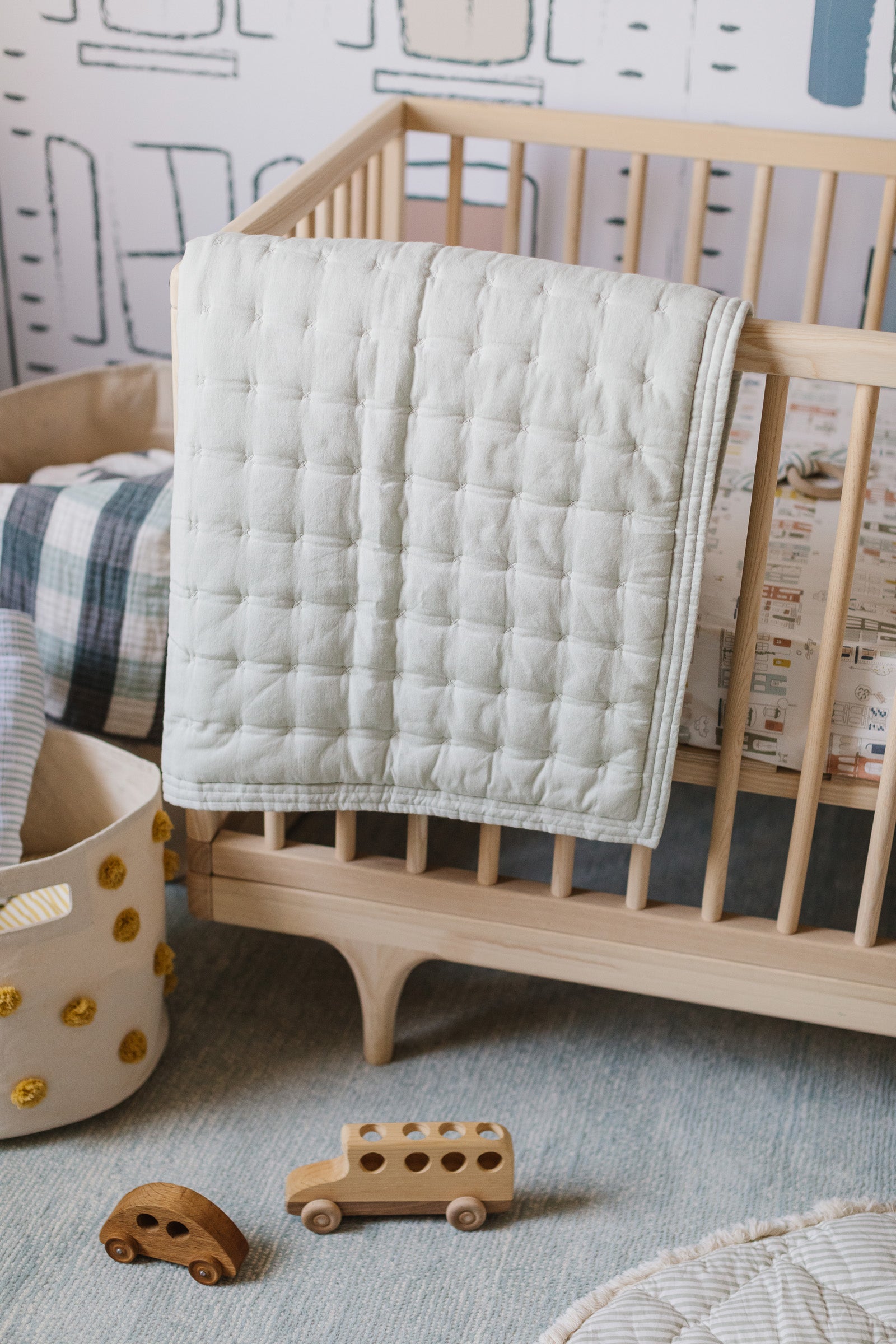 Quilted Chambray Blanket - Rush Hour