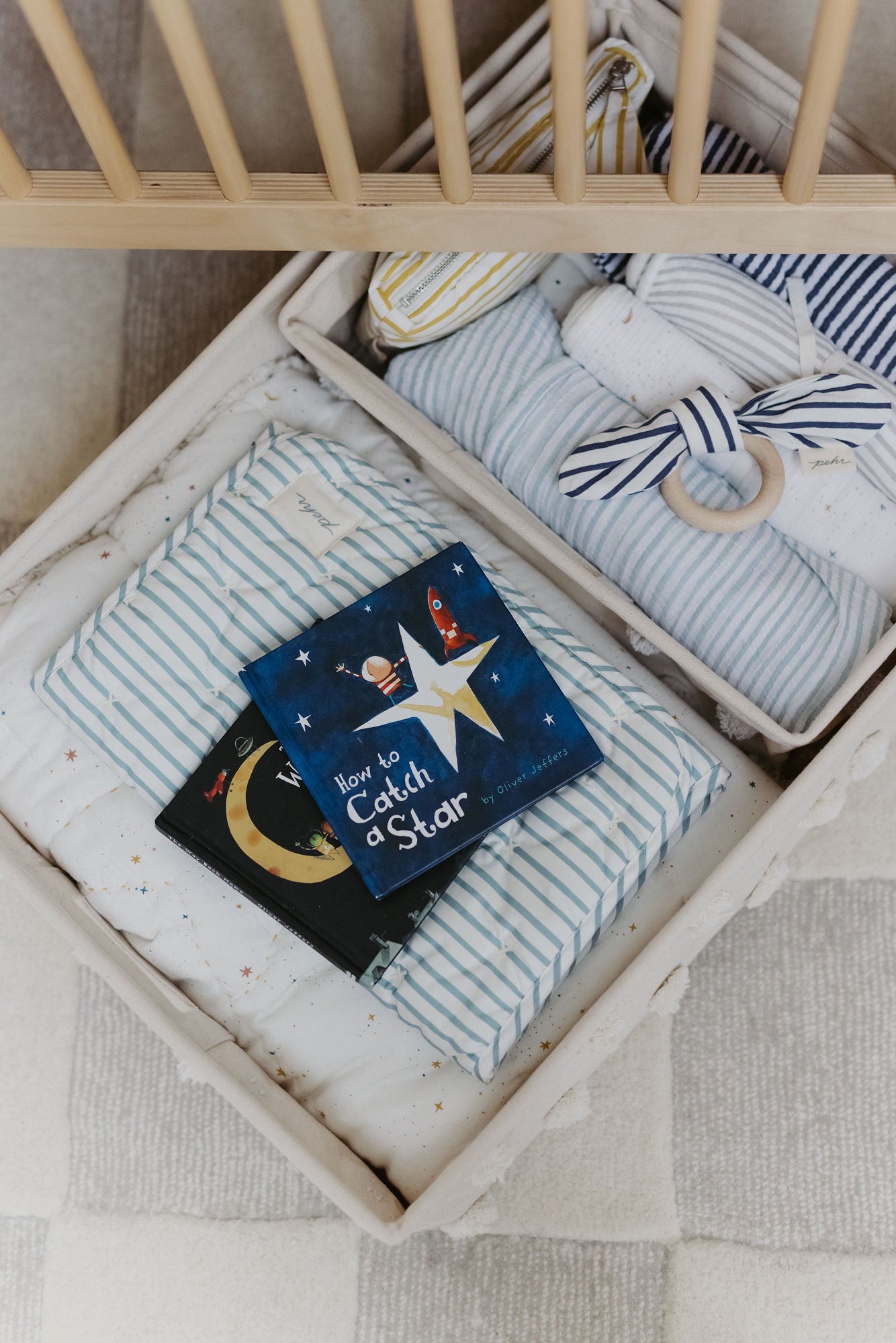 Pehr-Striped On the Go Portable Changing Pad-Stripes Away Deep Sea-3