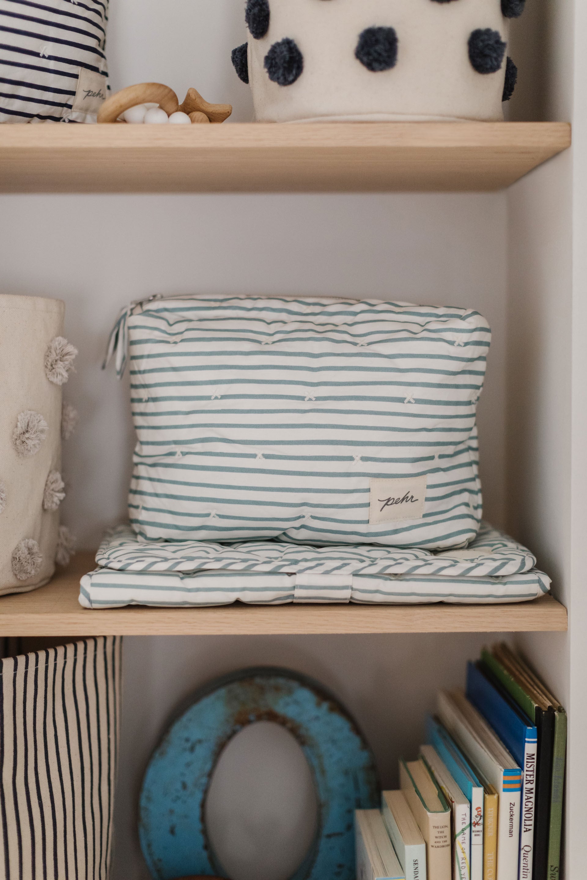 Pehr-Striped On the Go Portable Changing Pad-Stripes Away Deep Sea-6