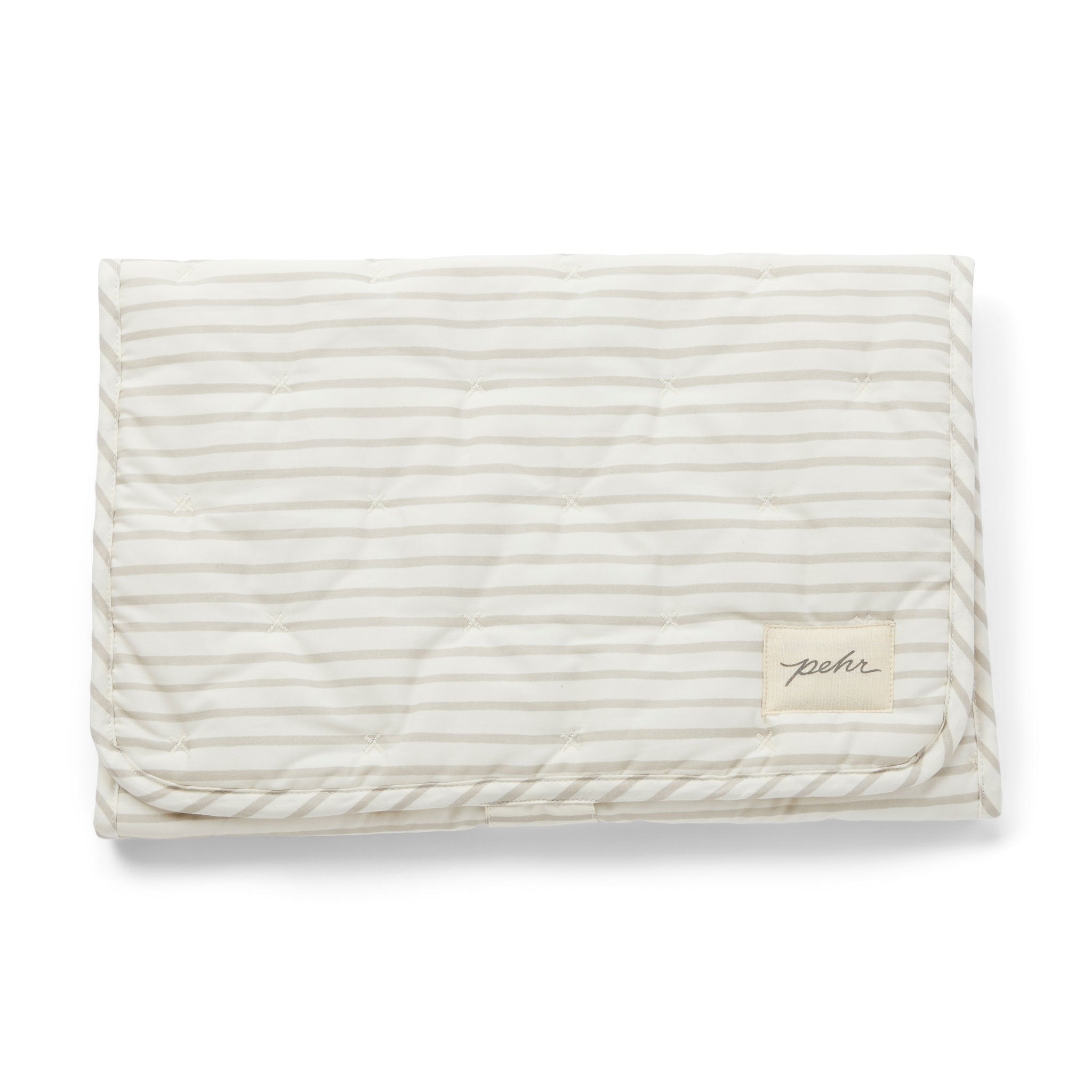 Pehr-Striped On the Go Portable Changing Pad-Stripes Away Pebble Grey-1