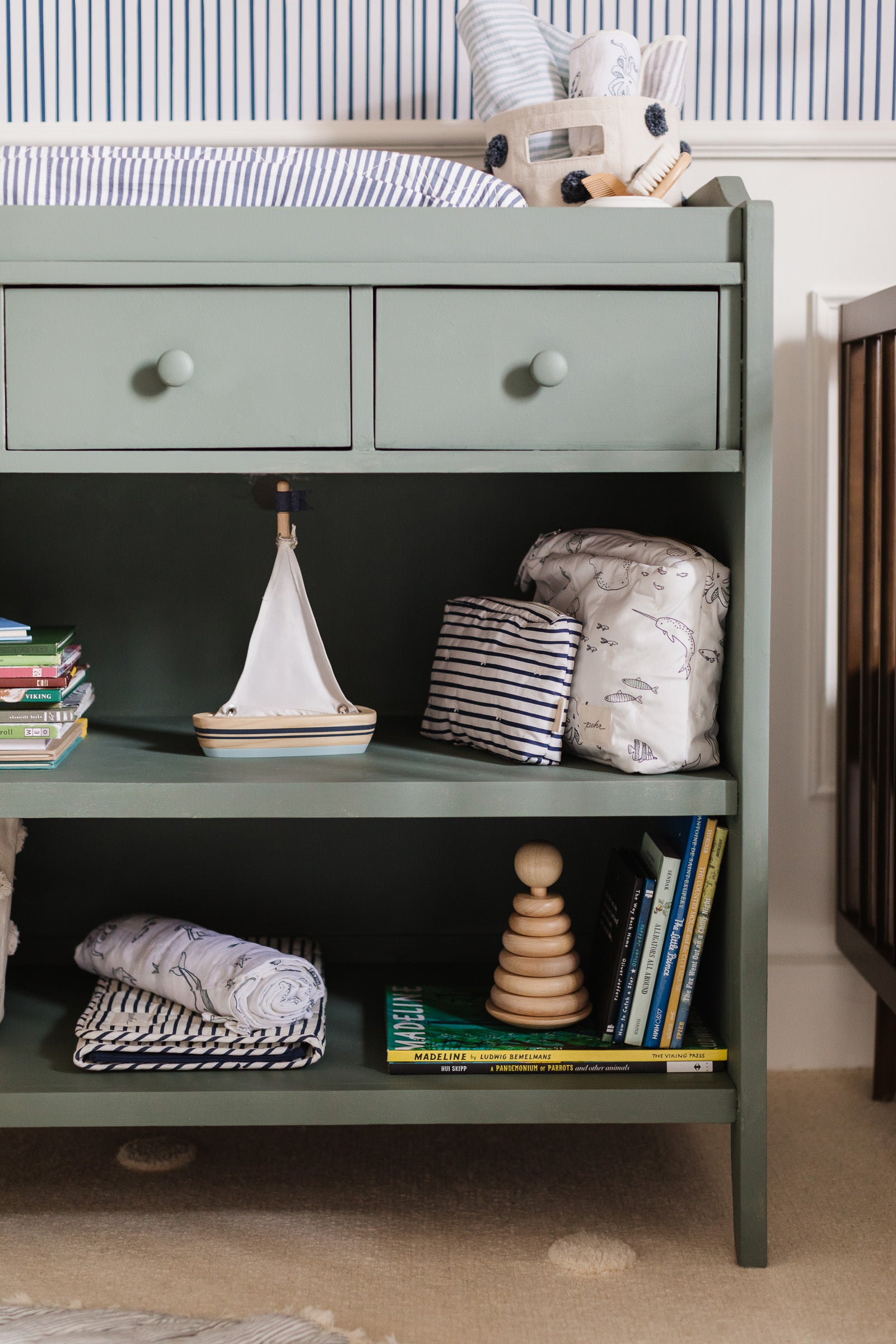 Pehr-Striped On the Go Portable Changing Pad-Stripes Away Ink Blue-5