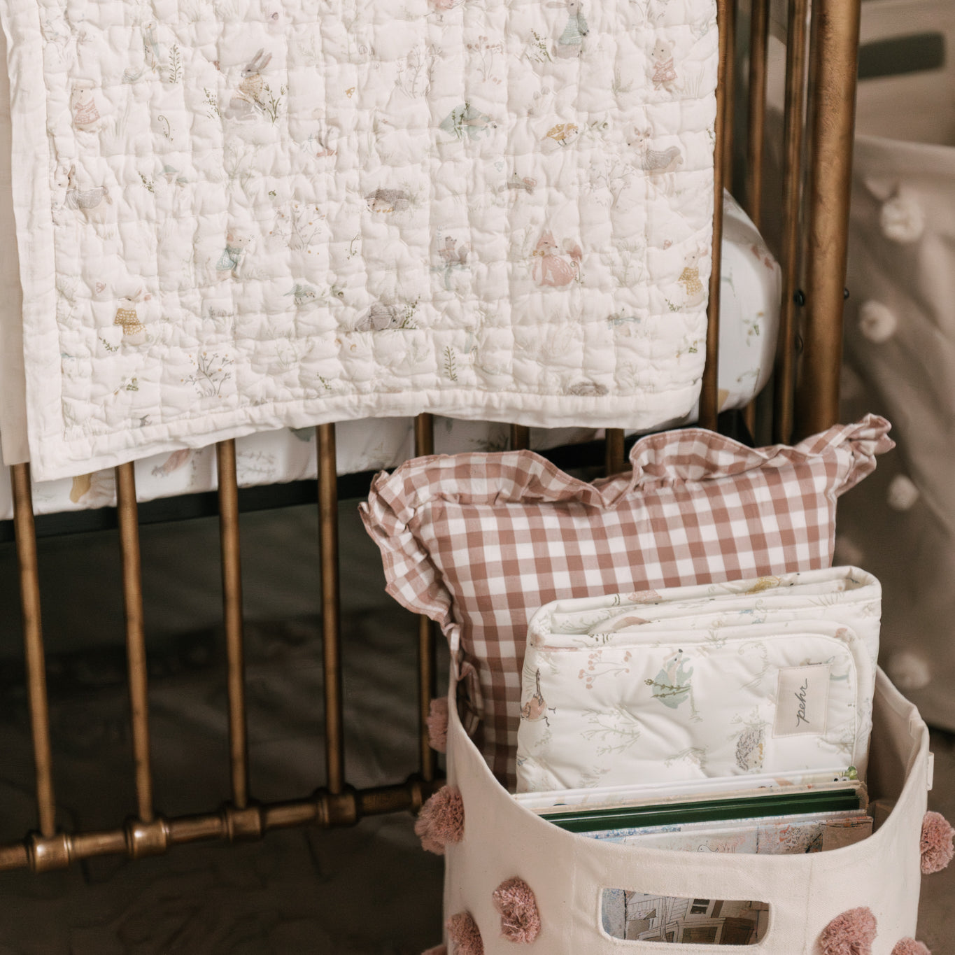 Pom Pom Basket Bin - Rose Pink